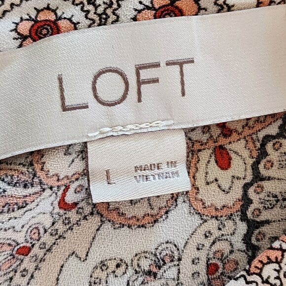 Loft Blouse Womens Large Short Sleeve Paisley Floral - Picture 8 of 10